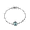 Glacier Blue Shining Heart SILVER Snake Chain 925 Silver Bracelet Set Women's Silver ZT-0350