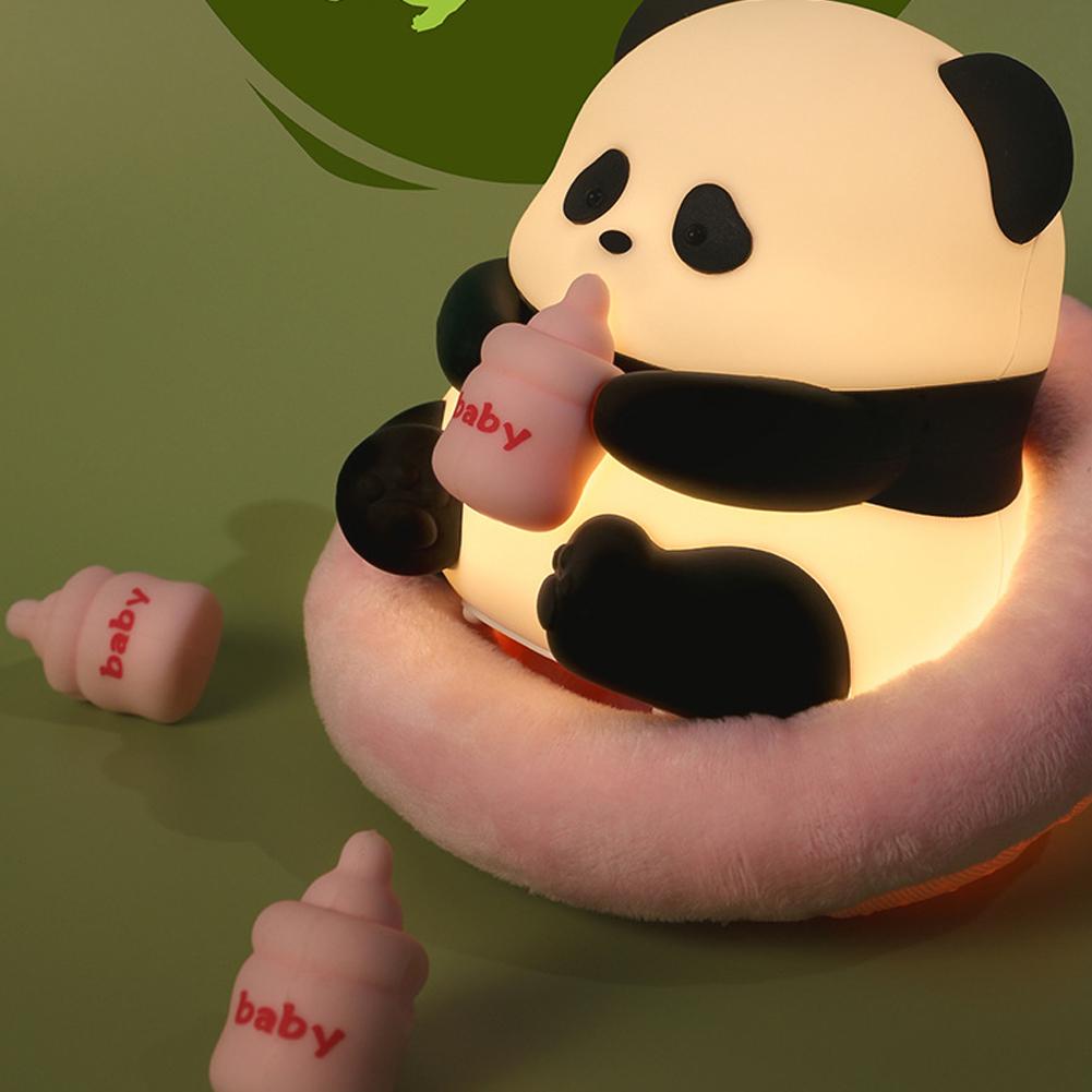 Cute Panda Silicone Lamp USB Rechargeable Timing Pat Sensor LED Night Light Bedside Decor Kids Birthday Gift