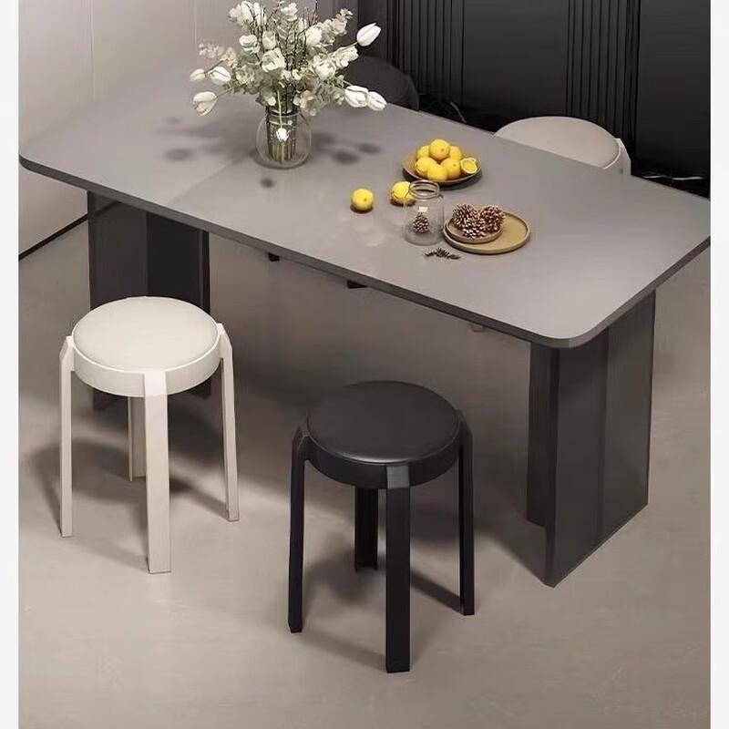 HUIHUADU Modern Stackable Upholstered Round Stool