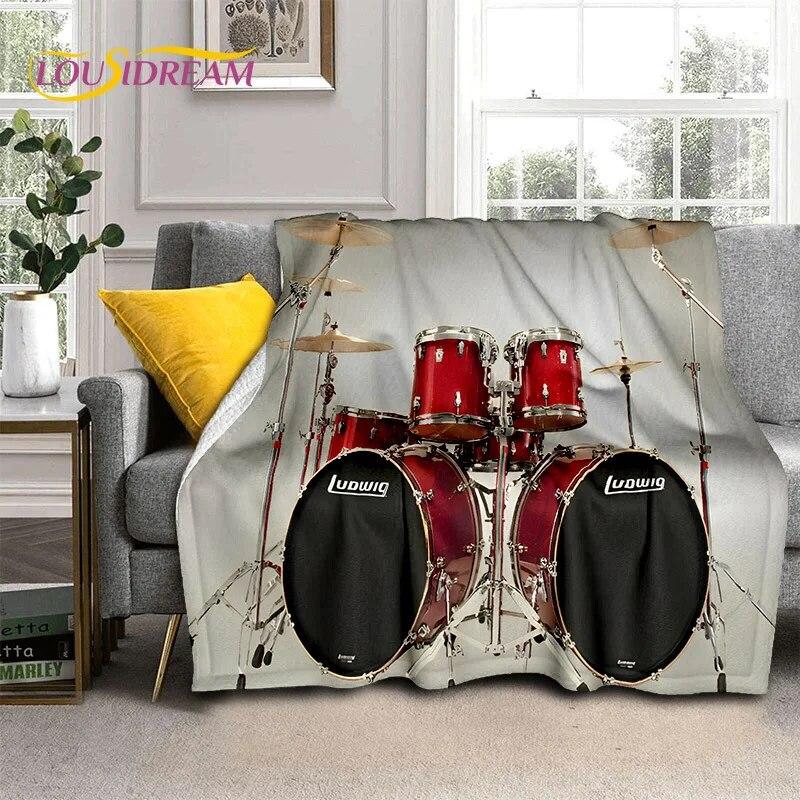 Drum Kit Music Instruments Drum Set Blanket,Soft Throw Blanket for Home Bedroom Bed Sofa Picnic Travel Office Cover Blanket Kid