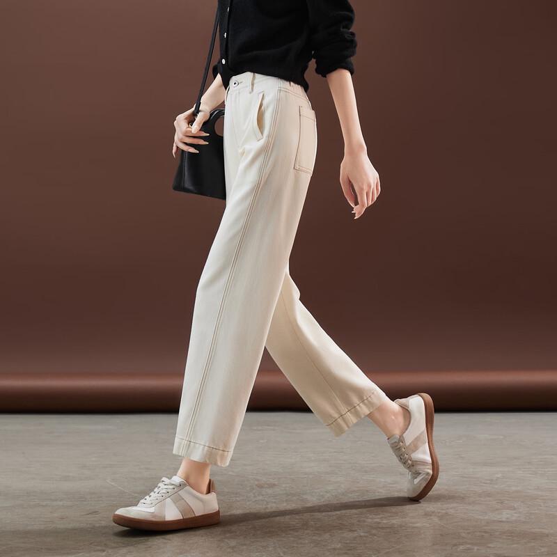 SOFSIL 2026 Spring High-Waist Straight-Leg Cropped Jeans for Women