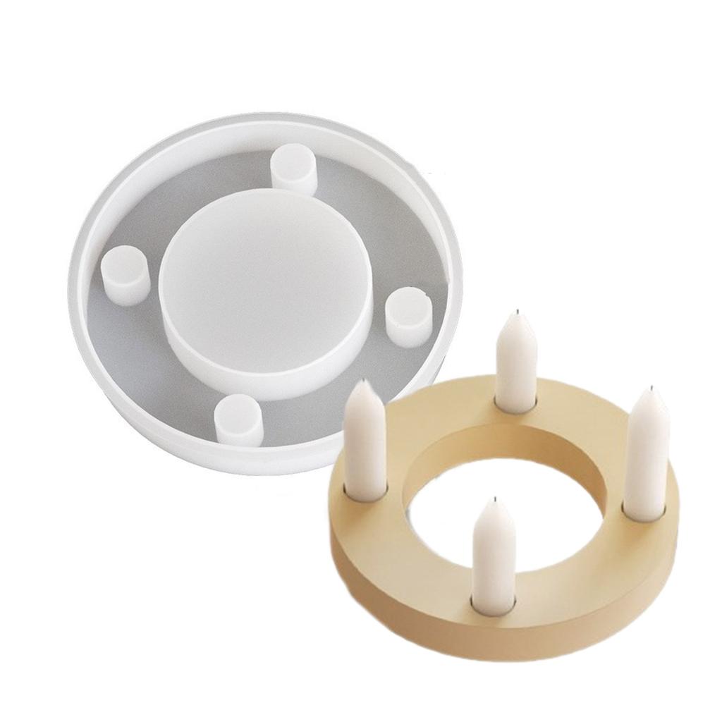 Four Holes Candlestick Silicone Mould Plaster Resin Making Molds DIY Candle Holder Gypsum Mold for Table Decorations