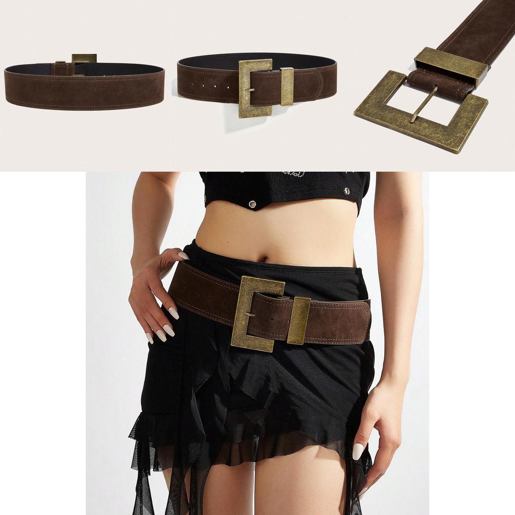 Style Rivet Leather Belt With Alloy Buckle For Street Fashion And Casual Wear