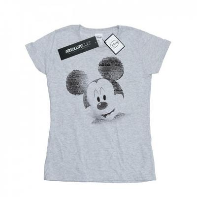 Kadın/Bayan Mickey Mouse Yazılı Yüz Pamuklu Tişört