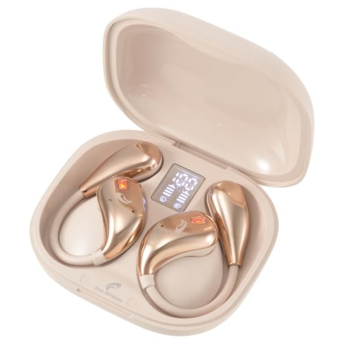OHM AudioComm Bluetooth Wireless Earphones, Air Conduction, Ear-Hook Style, No Ear Blocking, Built-in Microphone, Beige | OHM Electric HP-W610N-U 03-3