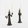 Elegant Witch Candle Holder - Unique Black Halloween Decor Indoor, Table Centerpiece, Window Display