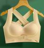 Large Size Women Comfortable Seamless Underwear Wireless Brassiere Gathered Push Up Bralette Front Buckle Cross… More