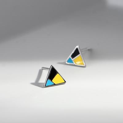 Triangular Stud Earrings Female Minimalist Niche Design Sense Cute Japanese Children's Fun Epoxy Geometric Earrings