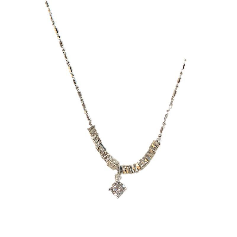 Light Luxury Niche Broken Silver Zircon Pendant Necklace Female Simple Temperament High Sense Fashion Versatile Neck Chain Collarbone Chain