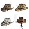Cowboy Straw Hat With Sun Protection And Breathable Design For Summer Outdoor Activities**