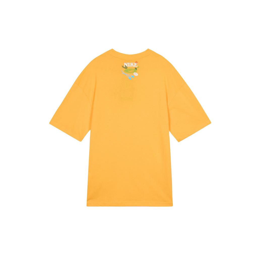 Nike Sportswear Swoosh Cartoon Print Vintage Loose Cotton Casual Crew Neck Short Sleeve Drop Shoulder T-Shirt Women T-Shirt Sundial-Yellow FN3711-717
