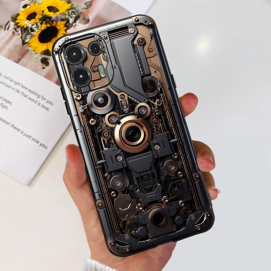 

For Motorola Edge 20 Lite / Edge 20 Fusion Fashion Dragon Metal Style Painted Soft Silicon Black Color Phone Case Edge 20 Lite