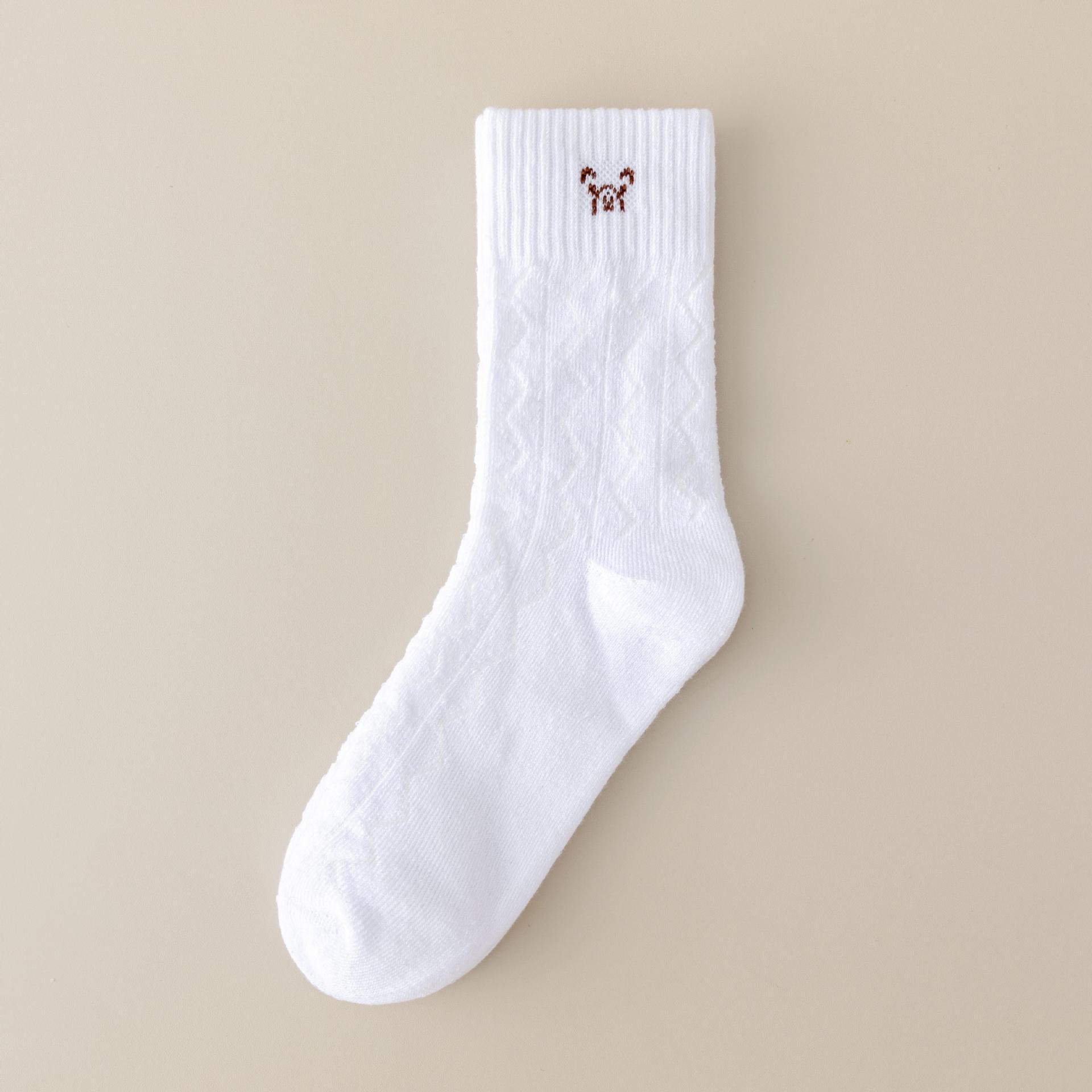 

Женские утолщенные махровые носки - теплые носки средней длины с рисунком медведя из мультфильма в японском стиле для осени и зимы Bear Terry Socks белый