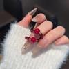 Natural Anti-Cinnabar Beaded Ring, Women'S Good Luck Index Finger Ring, Pomegranate Red Elastic Ring.
