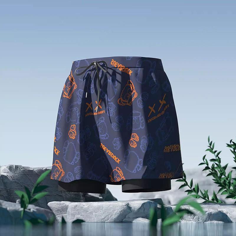Mens Quick-Dry Swim Trunks With Inner Brief Support Loose Fit Athletic Board Shorts Swimming Beach Surfing