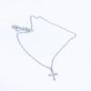 S925 Sterling Silver Diamond Cross Choker Necklace - Showerproof, American Hip Hop Style