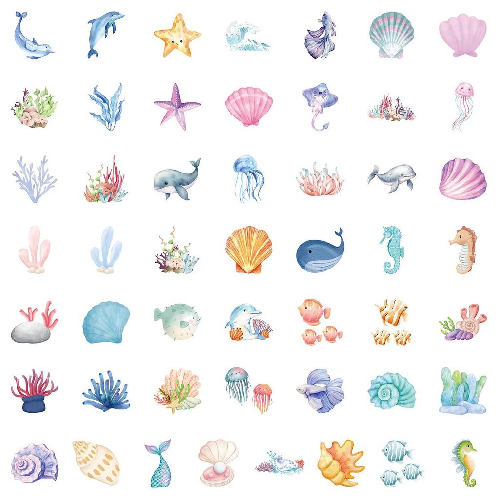 50PCS Cute Shark Cartoon Stickers for Phone, Computer, Laptop & Book - Waterproof Decorative Stationery Stickers