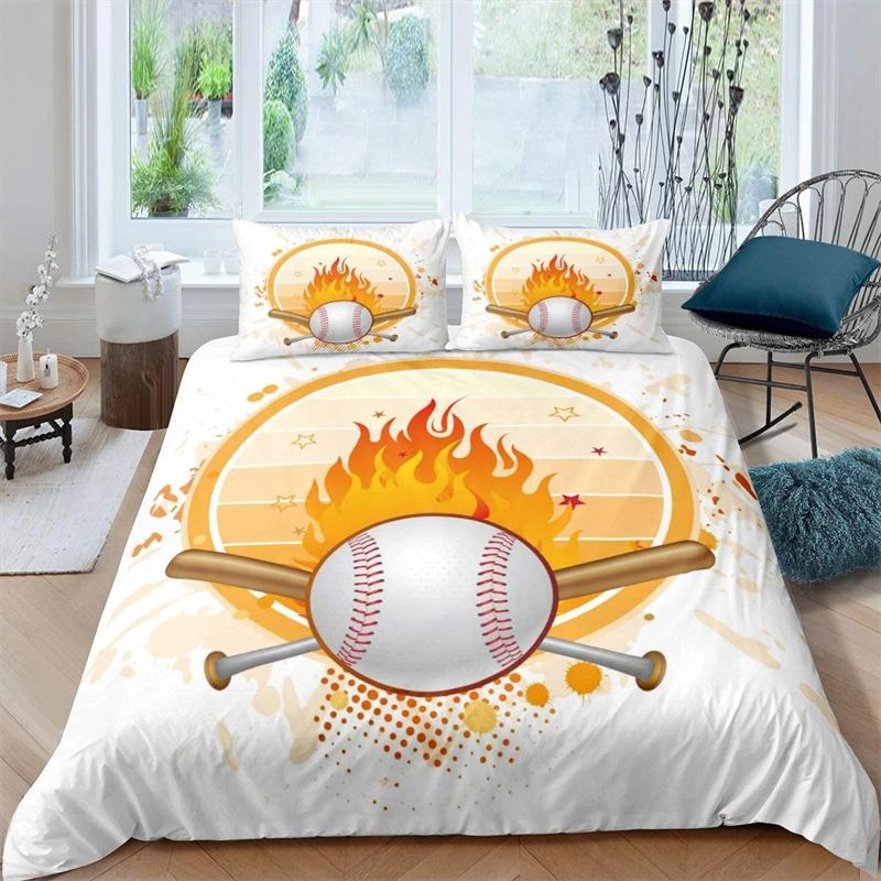Sport Baseball Konge Dundyne Trekk 3D Ball Sengetøy Sett Gutter Tenåringer Konkurranse Dynetrekk 2/3 stk Polyester Dyne Trekk