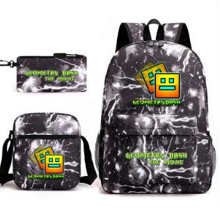 Moderne Federtasche für Kinder, Umhängetasche, Dreiteiliges Set mit Digitaldruck, Schultasche für Grund- und weiterführende Schulen