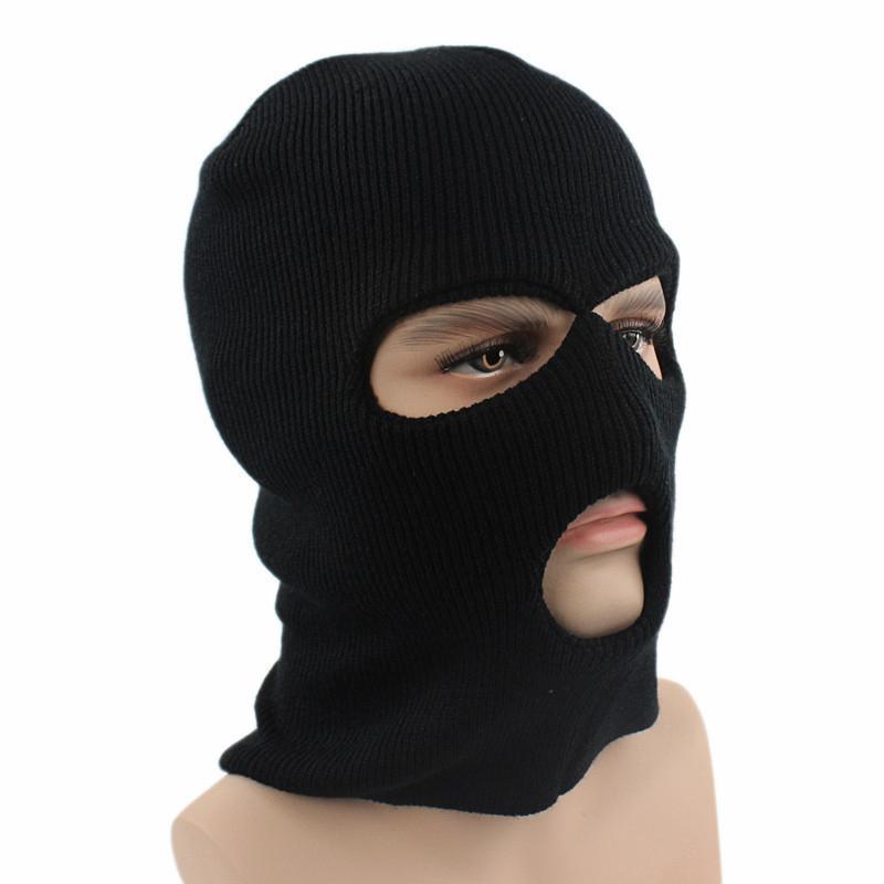 Updated Full Face Cover Three-hole Knitted Hat Men and Women Mask Beanies Hat Balaclava Army Tactical CS Winter Warm Biking Unisex Caps