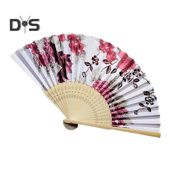 Faltfächer im japanischen Stil mit Blumenmotiv, tragbar, für den Sommer, Handventilator aus Bambus, Dekoration, Tanz-Requisiten, Party-Kostümzubehör