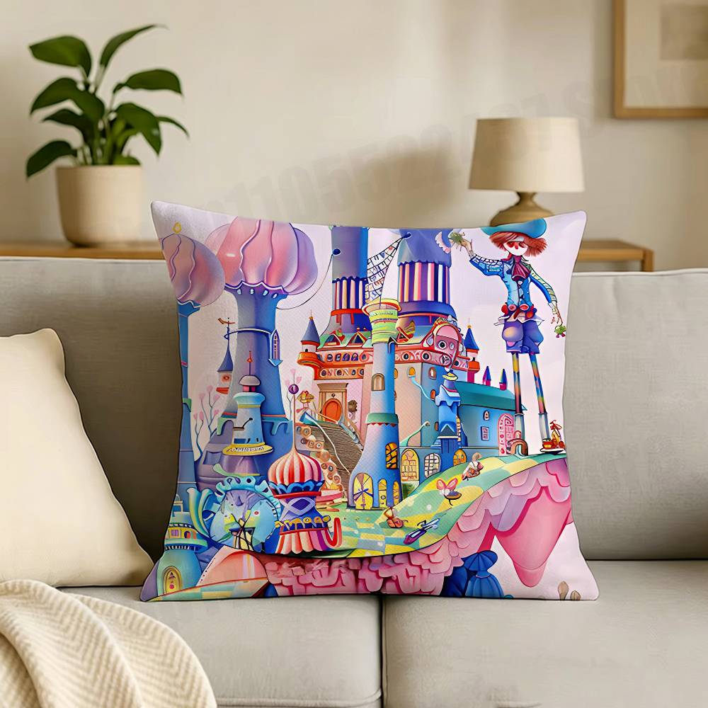 Fantasy Dream Illustration Print Throw Pillow Cover Square Cushion Case for Living Room Bedroom Decor