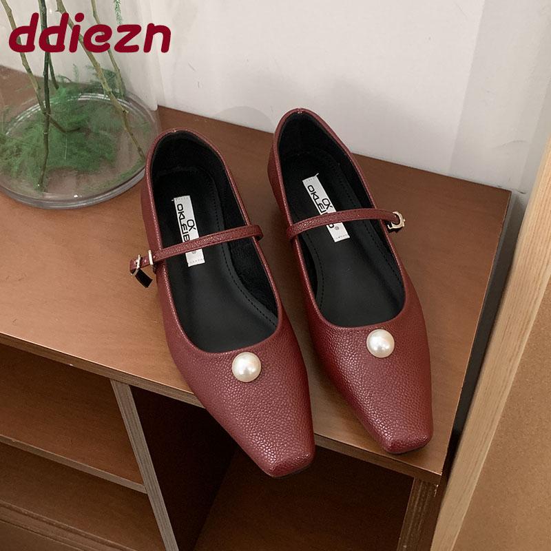 Fashion 2025 New Fashion Shallow Women Low Heel Pumps Shoes Female Buckle Strap Footwear Pointed Toe Ladies Heeled Shoes