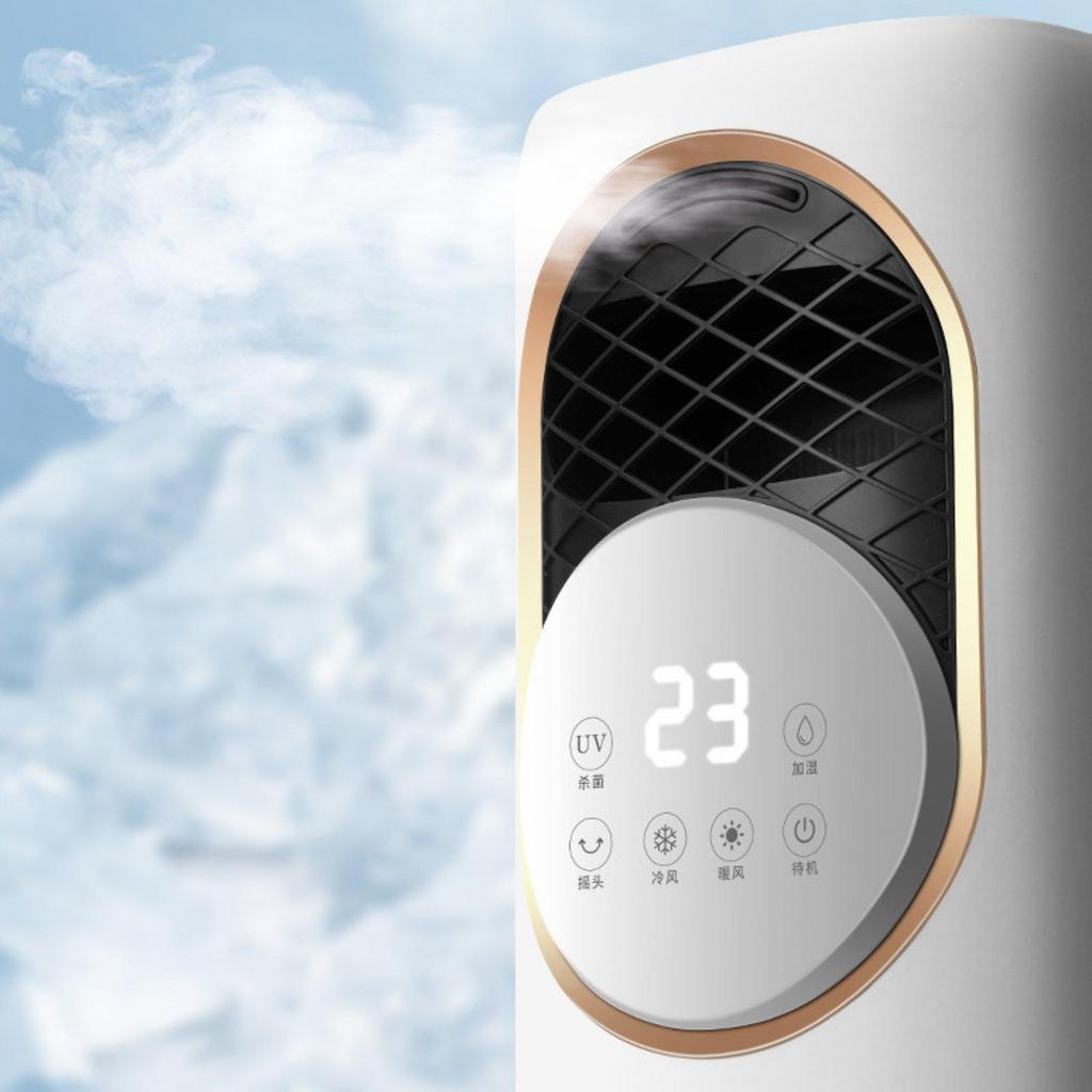 Mesh Grille Touch Buttons Freestanding Air Cooling Unit Fan Cylindrical Body