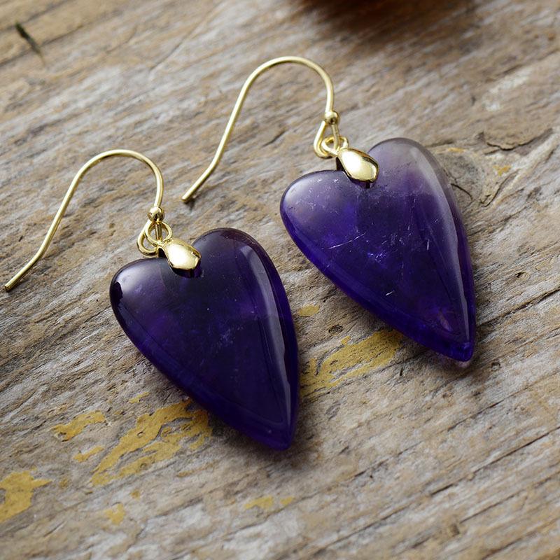 High-quality new love natural stone amethyst pendant earrings earrings European and American popular jewelry jewelry