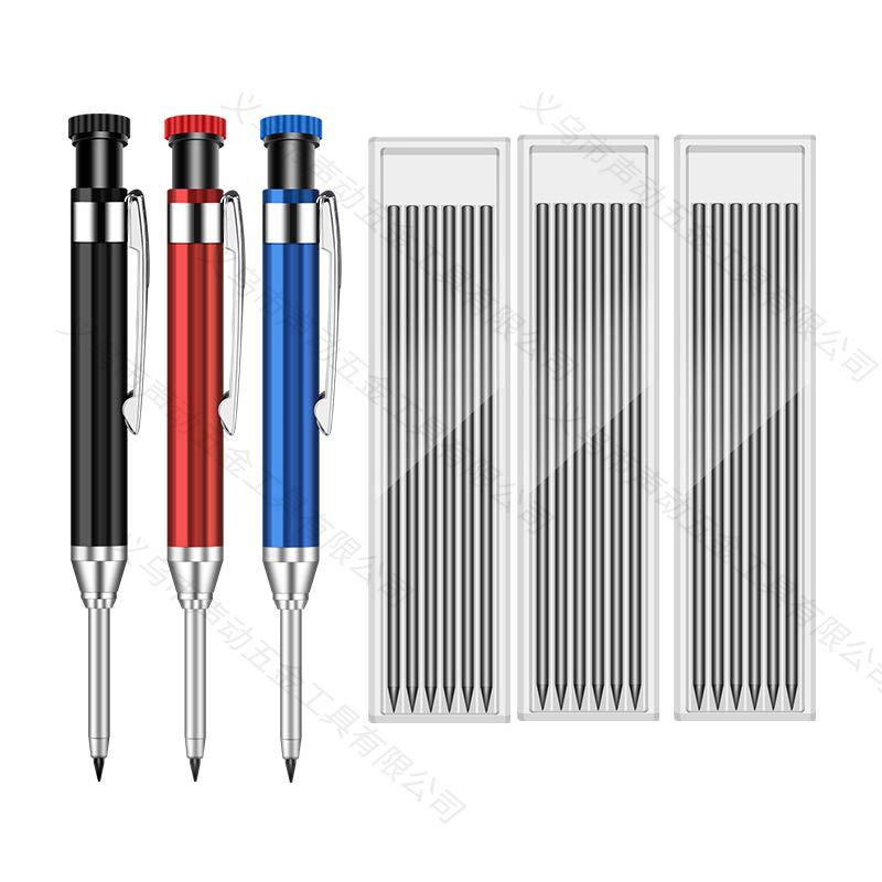 Em estoque: Lápis de Grafite Exclusivo de Metal com Ponta Longa de 2,8 mm para Furos Profundos em Marcenaria & Engenharia para Marcação & Posicionamento