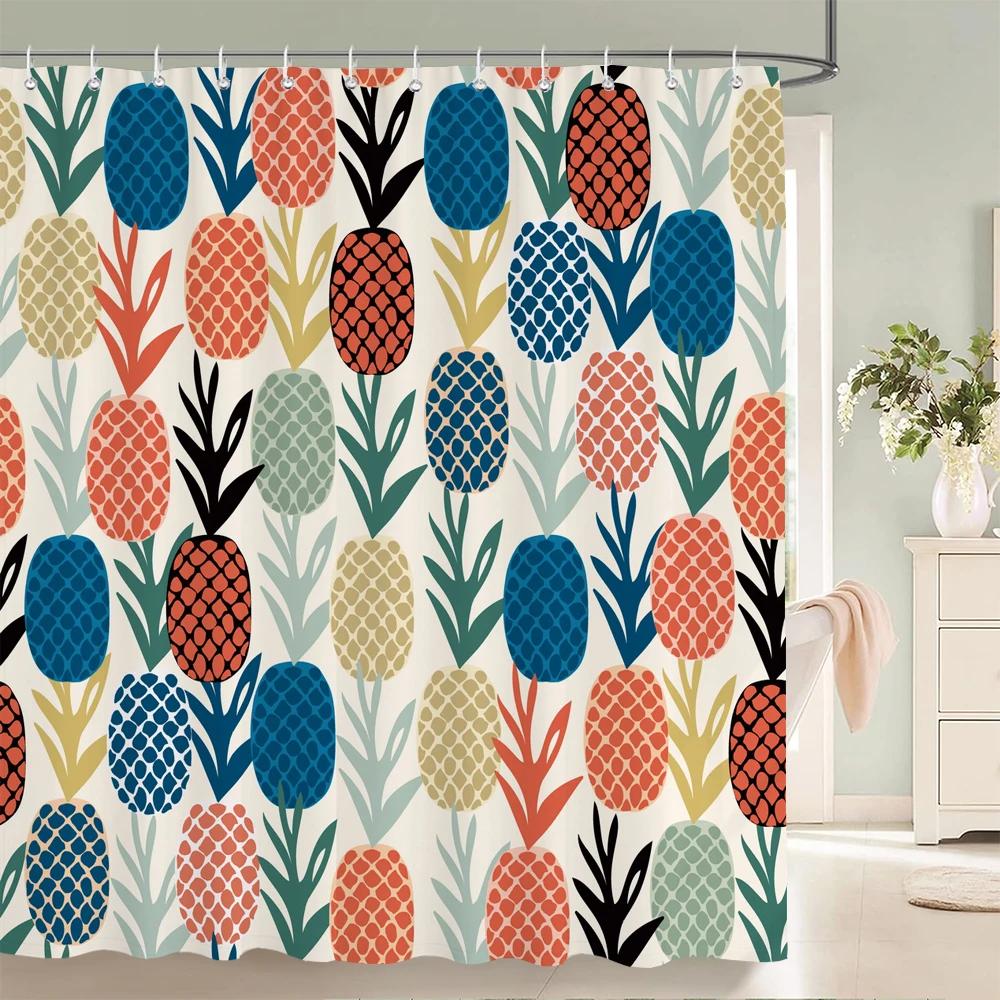Cute Fruit Pattern Shower Curtain with Hooks   Fresh & Playful Decor for Bathrooms, Reinforced Eyelets & Easy to Clean