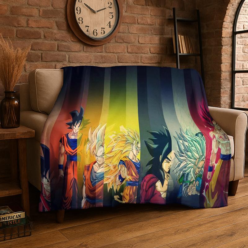 Cartoon D-Dragon Ball Anime Game Flannel Blanket Soft Warm Throw Blanket for Bedroom Living Room Bed Travel Camping Picnic Kid