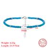 Effie Queen Refined 925 Sterling Silver Cross Anklet Natural Turquoise Strand Chain Perfectly Crafted Jewelry for Religion SA86