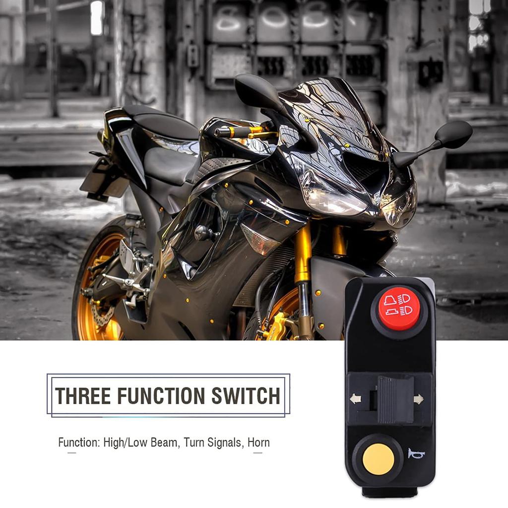 22mm Motorcycle Control Switch Left Handlebar Switch Plated Switch Turn Signal Horn Headlight Switch Waterproof Switch Universal (Black)