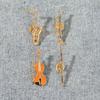 4Pcs Alloy Enamel Brooches Trumpet Clarinet Saxophone Violin Shaped Backpacks Decoration Lapel Pins Jewelry Accessories