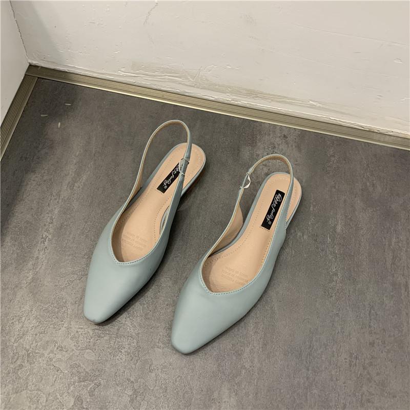 Fashion Elegant Slingback Flat Sandals Women Solid Leather Pointed Toe Shoes Summer Ladies Rear Strap Sandalias Low Heel Mary Janes 2025