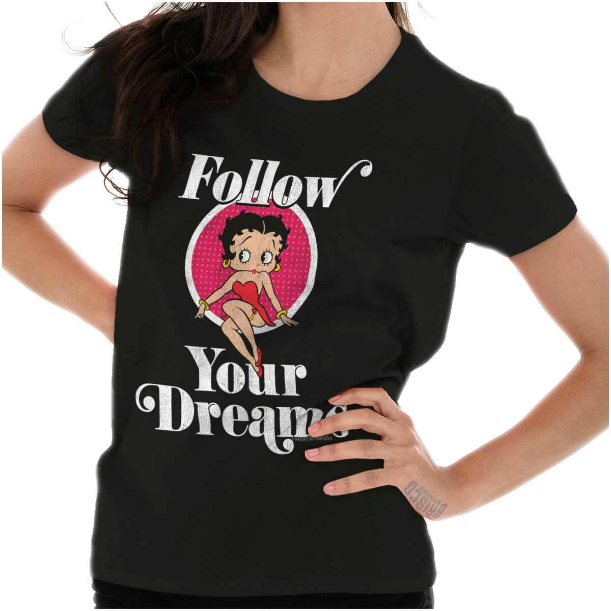 Betty Boop Follow Your Dreams Retro Cartoon Womens Top Junior Graphic Tee M