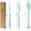 3PCS Wheat Straw Cutlery, Reusable Utensils Set Portable Travel 3 in 1 Spoon Fork Knife Tableware, Eco-Friendly, BPA Free, Flatware for Kids Adults,