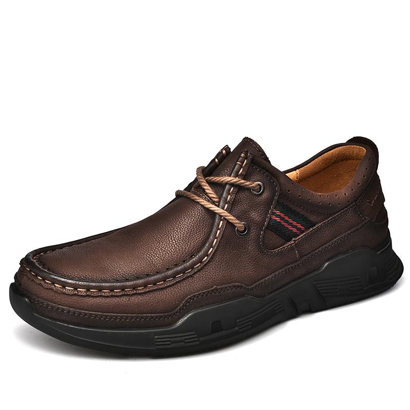 

Fashion 2025 Vintage Thick-Soled Handmade Leather Shoes Low-Cut Casual Ankle Boots Autumn and Winter Classic Versatile Men s Dress Shoes 38 темно-коричневого