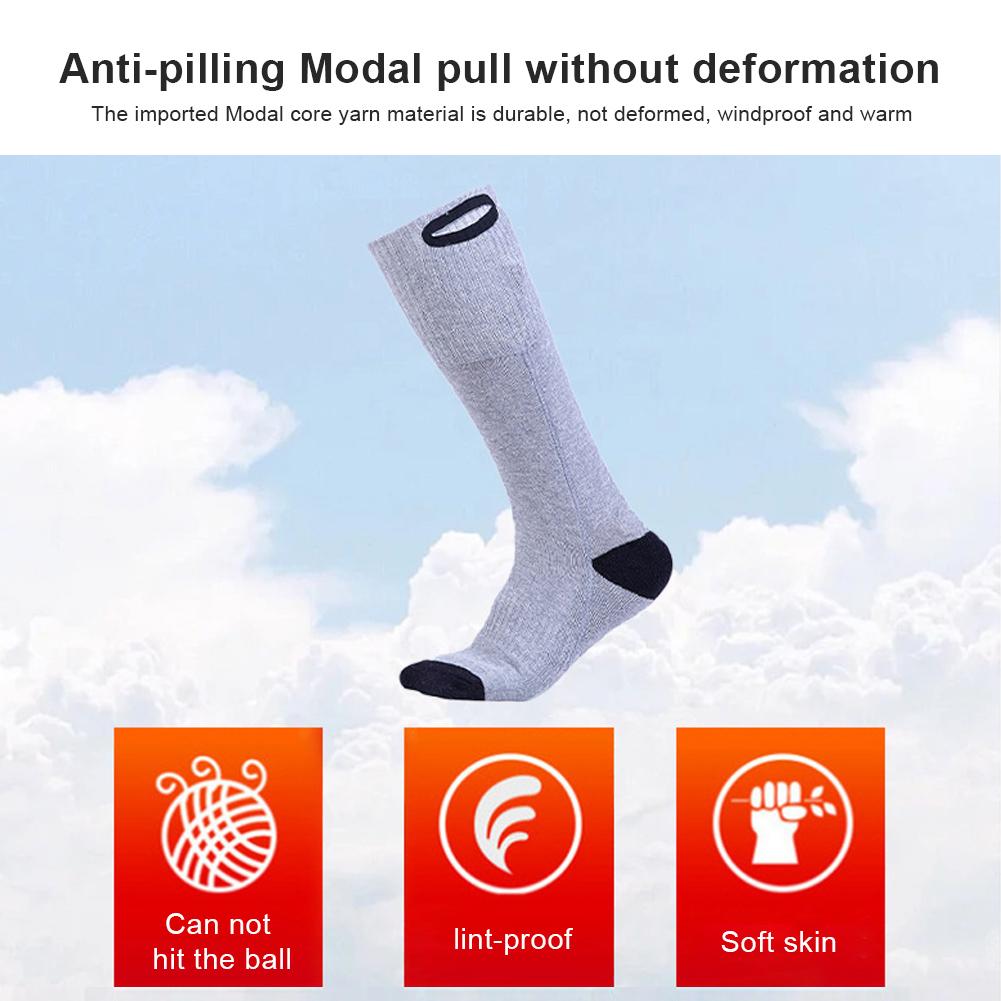 Elektrisch beheizte Socken Elektrische Heizsocken Waschbare Skisocke mit eingebauten Heizfeldern Fußwärmer für Camping Wandern