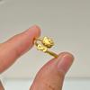 Playful Tone Gold Kitty Cat Ring Adjustable Size Cute Finger Jewelry For Couples Fashion