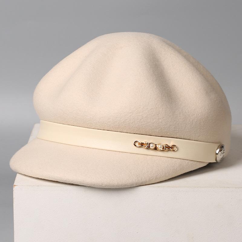 Autumn and Winter New Top Hat Wool Cap Fashionable Elegant Hat Women's Trendy Woolen Hat Fashionable Star Anise Felt Hat