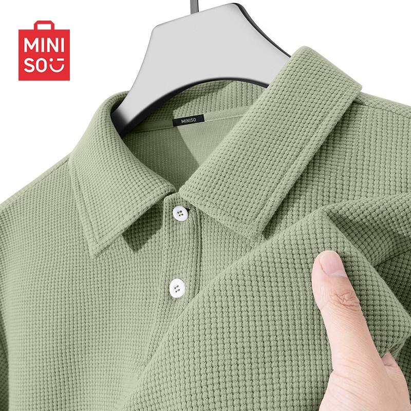 MINISO Men s Summer Waffle Knit Polo T-Shirt L
