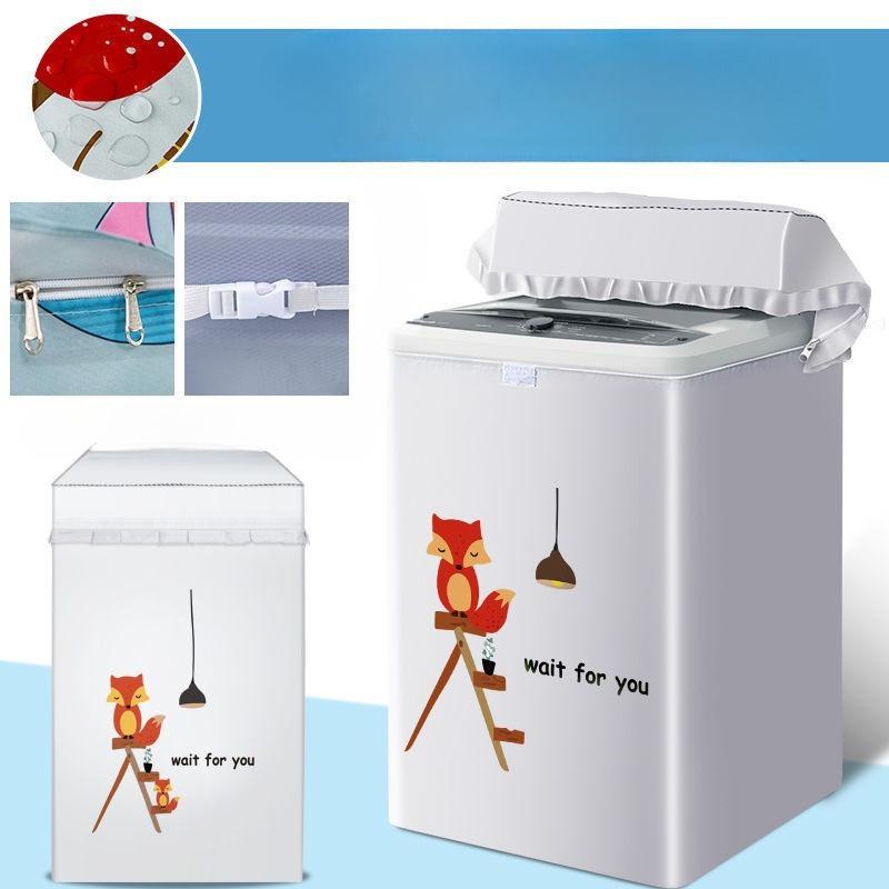 

Cartoon Washing Machine Cover Dust-proof Bathroom Waterproof Sunscreen Washer Dryer Drum Type Washing Machine Protective Cover XXL