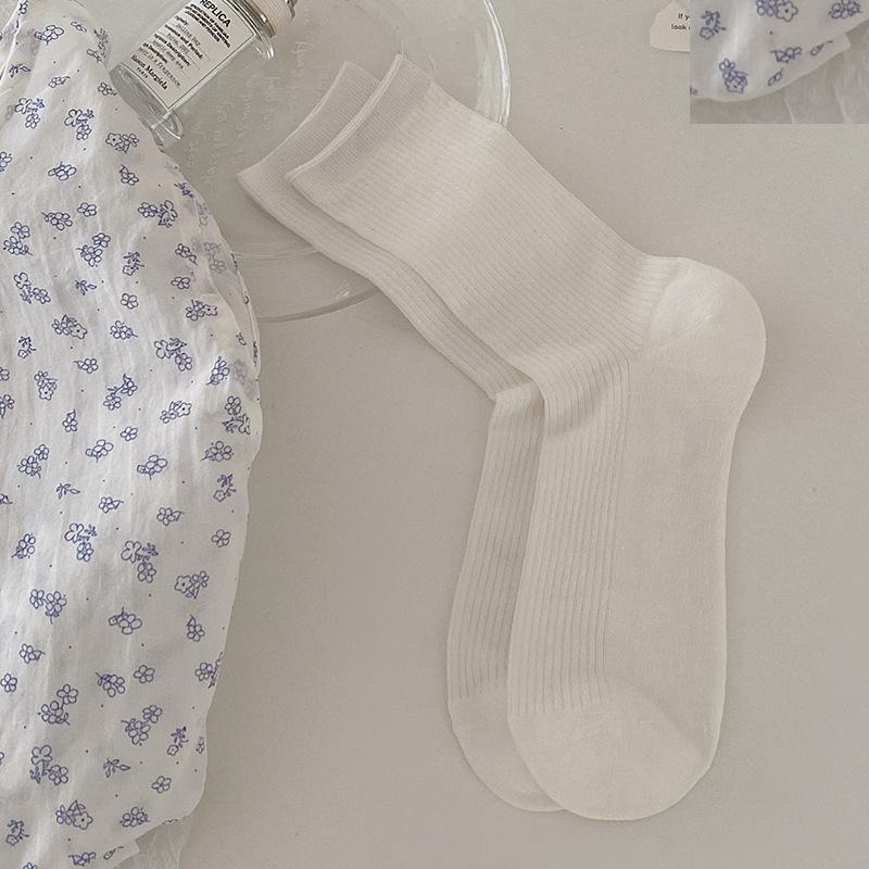 Summer Socks Women 76% Lyocell Silk Thin Breathable Solid Color Long Socks Korean Style Casual Streetwear Middle Tube Socks Sox