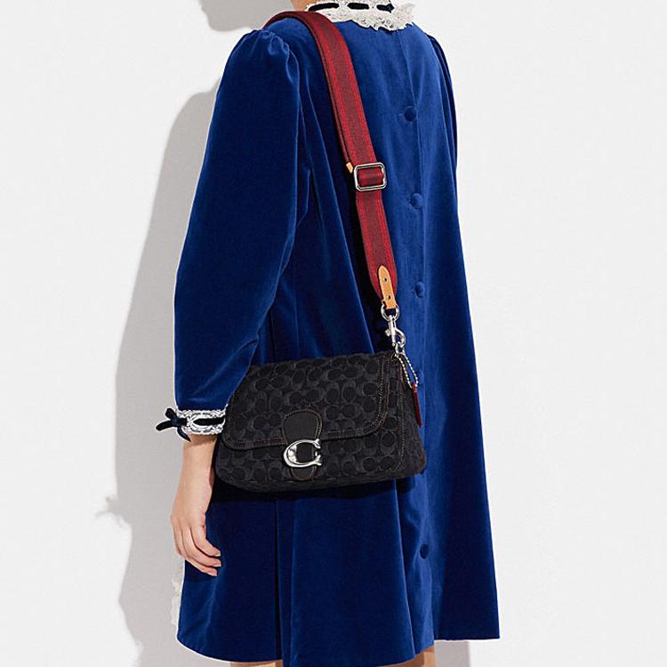 New COACH Soft Tabby Fabric With Cow Leather Shoulder Bag Crossbody Bag Medium Size Women's Black CG094-LHDRJ
