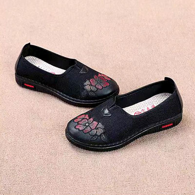 Spring new cloth shoes women's single shoes non-slip one pedal middle-aged and elderly