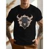 European Sizes Casual Short-Sleeve T-Shirt for Plus-Size Men Featuring a Graphic Print of a Bull's Head, Perfect for Summer Wear And Daily Activities