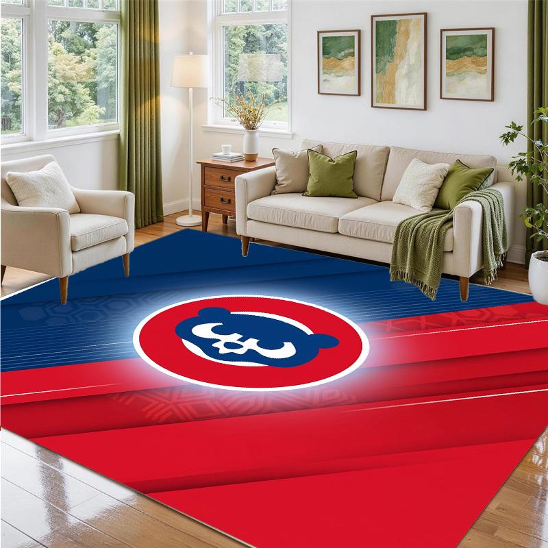 Chicago Cubs Design Crystal Velvet Rug Soft Decorative Mat for Bedroom Entrance