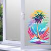 Static Cling Window Stickers Creative Doodle Coconut Tree for Kids Room Bedroom Kitchen Bathroom Glass Decor